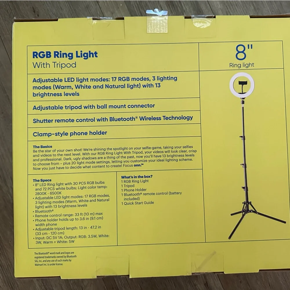 Focus Onn Selfie Ring Light with tripod and remote control